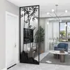 Divisória de Tela Nova Estilo Chinês de Luxo Leve com Padrão de Paisagem de Bambu, Tela Decorativa de Ferro Feita Sob Medida para Sala de Estar e Hall de Entrada