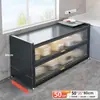 Venta Caliente Estante de Almacenamiento para Cocina del Hogar Gabinete de Acero Multicapa Engrosado Gabinete para Platos Gabinete de Almacenamiento con Ruedas Gabinete de Almacenamiento para Horno de Microondas