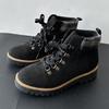 Botines Cortos de Invierno 2026 Estilo Nuevo con Punta Redonda y Cordones Delanteros, Botas de Algodón para Mujer, Zapatos de Talla Grande para Mujer, Venta al por Mayor de Comercio Exterior