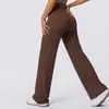 Pantalones de Yoga Mingda Nuevos Marrones de Pierna Ancha Caídos Transfronterizos de Cintura Alta Adelgazantes Sin Marcas Vergonzosas Ropa Deportiva Pantalones Largos de Campana