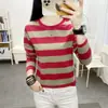 Camiseta Base de Manga Larga Rayada Nueva para Mujer Primavera y Otoño, Holgada, Casual, Versátil, Diseño de Nicho, Top Ins