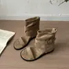 Sandálias Romanas Retrô 2026 Verão Moda Francesa Salto Fechado Bico Aberto Salto Baixo Tira com Fivela para Aumento Oculto Botas de Cano Curto Femininas