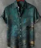 Camisa de Manga Corta para Hombre Amazon Comercio Exterior Nueva Estampado Digital 3D Casual Holgada Recta Moda Estilo Hawaiano