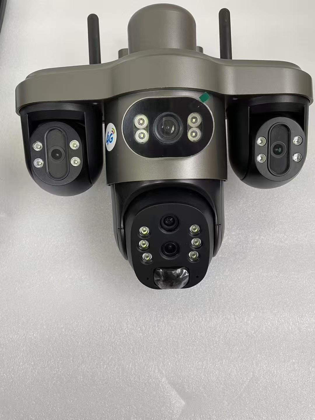 V380太阳能摄像头4G三画面3个电动云台手机远程控制三电动