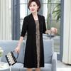 Moda Verão 2026 para Mães de Meia-Idade, Vestido Duas Peças Rejuvenescedor para 40 Anos, Vestido Elegante de Manga Longa para 50 Anos, Roupa de Outono