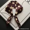 Nuevo pañuelo de seda largo pequeño vintage con hebilla de perla magnética para mujer, elegante y con estilo, bufanda de cuello con lazo, moderna y versátil
