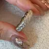 Anillo de Espiga de Trigo Brillante Estilo Vintage con Diamantes para Mujer, Anillo de Banda Ancha con Acabado Cepillado Retro, Anillo de Espiga de Trigo en Stock