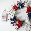 Día de la Independencia Transfronterizo Festival del Día Nacional Americano Corona de Espigas de Trigo Decoraciones para Colgar en la Puerta Adornos para Fiestas Rojo Blanco y Azul Artificiales