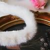 Tiras de Pelo Off-White Acessórios de Renda Boina Chapéu de Palha Costura DIY Artesanal Acessórios Decorativos Tiras de Pelo Sintético de Coelho