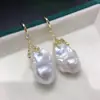 Brincos de Pérola de Água Doce Naturais com Design de Folha Exquisito e Simples, Estilo Cauda de Peixe, Ganchos de Orelha de Pérola Locke, Atacado e Dropshipping