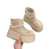 Botas Birkenstock Retro de Tamaño Pequeño para Aumentar la Altura para Mujer 2026 Otoño/Invierno Nuevos Zapatos de Algodón Cálidos con Peluche Punta Gruesa Suela Gruesa Botas Cortas
