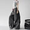 Pantalones de trabajo de pierna ancha de color liso hip-hop de alta costura para mujer, diseño plisado de verano, que estilizan la pierna, pantalones de guadaña para danza jazz