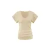 Ropa para Mujer Jie Zhan Camiseta de Manga Corta con Cuello en V en Capas de Lyocell 2026 Verano 7A Antibacteriana Ajustada