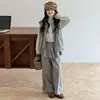 Conjunto de Primavera y Otoño para Niñas: Chaleco Casual Estilo Coreano, Pantalones de Pierna Ancha, Conjunto de Tres Piezas para Niñas Mayores, Ropa de Otoño a la Moda para Niños