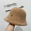 Novo Estilo Coreano Laço Etiqueta de Metal Inverno Acolchoado Chapéu Balde Feminino Cabeça Grande Mostra Rosto Chapéu Bacia Pequena Chapéu de Pescador