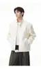 Chaqueta Bordada Artística con Efecto Agrietado para Hombre, Nuevo Estilo Otoño, Cuello Alto, Cremallera, Diseño de Hombro Caído, Chaqueta Casual Diaria de Alta Gama para Mujer