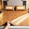 Tapete de verão tapete de rattan conjunto de três peças cama de casal dobrável dormitório estudantil tapete de ar condicionado tapete de seda gelada atacado geração