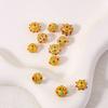 Cuentas redondas huecas de oro arena con agujeros pasantes, cuentas de pino verde, pulsera tejida a mano DIY, collar de cuentas sueltas con cuentas, accesorios de joyería