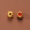 Accesorios Antiguos Vietnamitas de Oro de Arena Alta Retención de Color Cuentas Espaciadoras Colgante de Zirconio Incrustado de Durazno Cadena de Extensión para Pulsera y Collar Joyería DIY