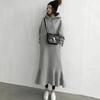 Em Estoque 2026 Japonês e Coreano Outono e Inverno Vestido Moletom Solto com Capuz Longo Acima do Joelho Cauda de Peixe