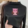 Ropa interior térmica para niñas Otoño Invierno Nueva Elegante Cuello Semi-Alto Forro Polar Ropa interior para niños Niña Pequeña Camiseta de Manga Larga con Volantes