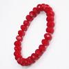 Pulsera de cristal de corte rojo de 8 mm pulsera de cristal rojo artificial cuentas de placa imagen única joyería de cristal del mar del este regalo