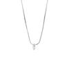 Colar de prata de lei s925 com zircônia em formato de gota d'água para mulheres, estilo ins, minimalista francês, luxo leve, design de nicho, corrente tipo osso de cobra com strass azul