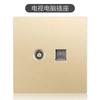 Panel Internacional de Enchufe e Interruptor Eléctrico Toma de Pared Doméstico Oculto 86 Oro Champán Panel Grande Tres Orificios