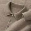 Nueva camisa polo de cachemir Bai Cai Rong para hombre, colección otoño/invierno 2026, suéter de punto casual versátil de color liso de lujo ligero