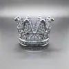 Suporte de Vela de Vidro Embossado Retrô Suporte de Vela Pequeno de Coroa Porta-Caneta de Cristal com Coroa Embossada Retrô Porta-Caneta de Manicure