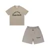 Marca de Tendencia Transfronteriza de Comercio Exterior Europeo y Americano Conjunto de Shorts de Manga Corta Holgados con Cuello Redondo Unisex de Verano