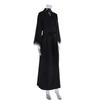 Bata de Punto con Plumas de Estilo Europeo y Americano Nueva de Invierno, Pijama Largo de Terciopelo Cálido para Mujer, Cárdigan Negro de Manga Larga para Uso en Casa