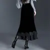 Saia Longa de Renda Patchwork Irregular para Mulheres, Nova Coleção Outono/Inverno 2026, Cintura Alta, Justa ao Corpo, Elegante