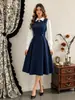 Ropa de mujer transfronteriza: Vestido estilo dulce y fresco con cuello de camisa y adorno de hebilla en la cintura, vestido de longitud media para ocasiones formales, suministro de ropa para mujer