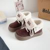 Botas de Algodón Más Botas de Piel Felpuda Botas Cortas con Cordones 2025 Nuevas Botas Gruesas para la Nieve Esmeriladas Botas para Mujer Be-6912