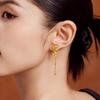 Colar de brocado estilo flor de ouro areia vietnamita terno feminino moda flor pulseira brincos ouro imitação de seda ouro