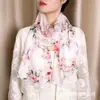 Lenço de Seda Estampado Estilo Chinês Quatro Estações para Mulheres, Lenço de Gaze Chiffon, Xale Pequeno Fashion e Versátil, Lenço para Proteção Solar e Aquecimento da Mãe