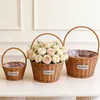Cesta de flores tejida de imitación de ratán, cesta de flores para decoración del hogar, cesta de almacenamiento interior, cesta para arreglos florales de floristería