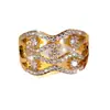 Anillo de Lujo Cruzado de Múltiples Capas con Circonita Ondulada, Venta Caliente, Hueco, Banda Ancha, Alto Grado, Temperamento Retro, Anillo para Dedo de Uso Diario