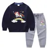 Unicornio de Primavera y Otoño Ropa infantil coreana suéter para niños pantalones conjunto de dos piezas dibujos animados bebé algodón manga larga