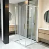 Cabina de Ducha con Puerta Doble Deslizante en Forma de L de Aleación de Aluminio, Cabina de Ducha de Esquina para Baño, Mampara de Ducha para el Hogar al por Mayor