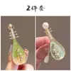 Grampo de Cabelo Pipa com Flor Estilo Chinês para Mulheres, Presilha Lateral de Nicho, Presilha para Franja, Grampo de Cabelo Estilo Antigo, Acessório de Cabelo Criativo para Mulheres