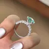 Sabor de Verano Verde Paraíba Menta Mamba Anillo de Luz Moda de Lujo Anillo de Diamante Verde para Mujeres