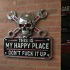 Señal de Metal para Pared Diseño Creativo Práctico Portátil Lindo Transfronterizo Lugar Feliz Placa de Calavera