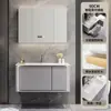 Yida Puede Personalizar Paneles de Puerta Pintados de Roble Gris Hierro Gabinete de Baño Gabinete con Lavabo de Mano para Baño Juego de Gabinetes de Baño