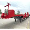 Fabricante de Semirreboque de Plataforma Baixa Personaliza Veículo de Transporte com Gancho de Escada Hidráulica, Caminhão Plataforma Alargada de 4 Eixos