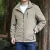 Chaqueta de Longitud Media para Hombre de Primavera y Otoño, Delgada de Trabajo al Aire Libre Casual Cortavientos Multibolsillo, Talla Grande