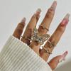 Anillos de Piedras Preciosas Coloridas Europeos y Americanos de Moda, Juego de Anillos de Cinco Piezas Estilo Ins con Diamantes Geométricos de Flores y Mariposas