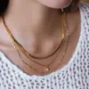 Collar Jieding de Acero de Titanio de Tres Capas con Circonita Lujo Ligero Joyería de Gama Alta Joyería de Acero Inoxidable Cadena de Clavícula Apilada para Mujer Transfronteriza