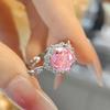 Anillo de lujo ligero y de alta calidad con corte octogonal de rosa en polvo y diseño de nicho, simple, con diamantes de alto carbono y circonita amarilla para mujer.